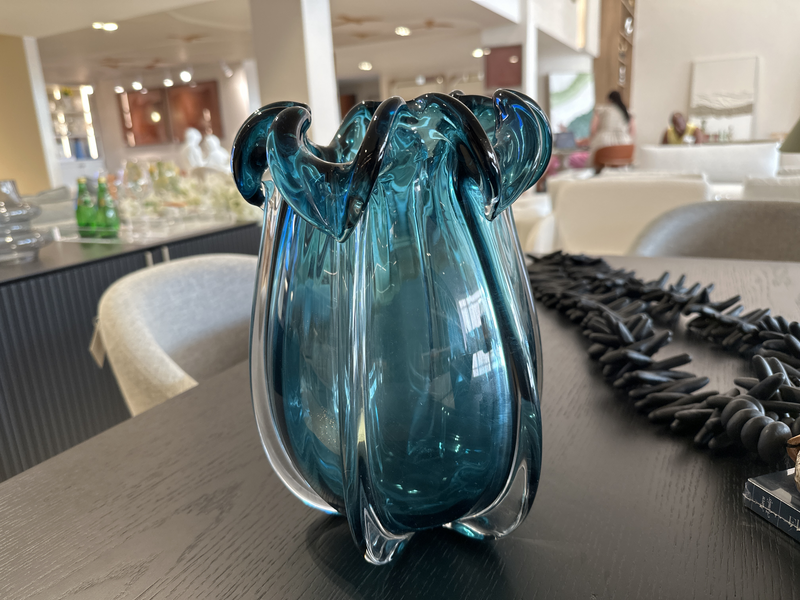 BTC VASO DE VIDRO AZUL (0137)